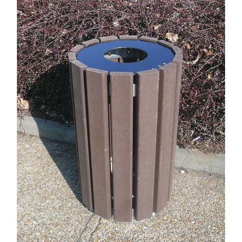 Poubelle D'extérieur Escapade Ronde Porte Sac 90 L Couvercle à Clé Marron