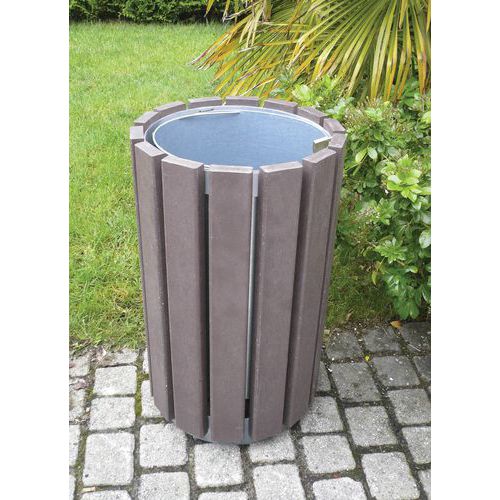 Poubelle D'extérieur Escapade Ronde Bac 70 L Cadenas Sans Couvercle Marron