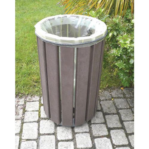 Poubelle D'extérieur Escapade Eco Ronde 90 L Fixation Par Ã‰lastique Marron