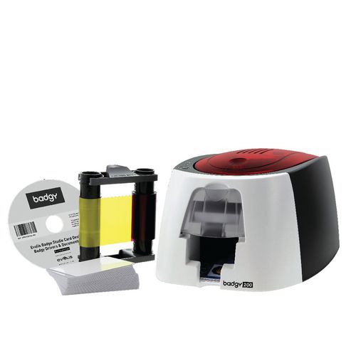 Pack Imprimante à Badge Badgy 200+kit De Démarrage (1 Ruban+100cartes)