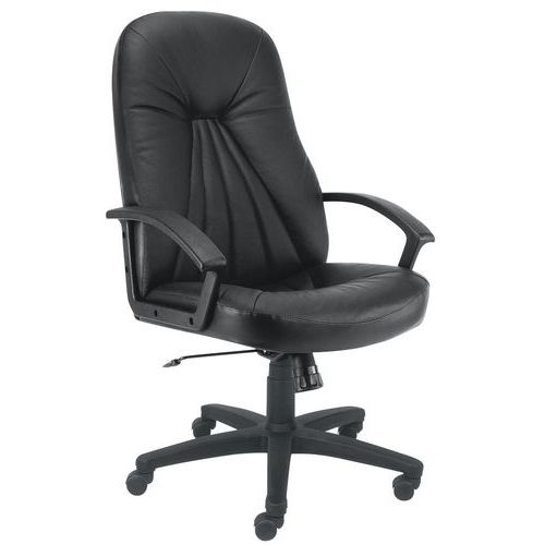 Fauteuil Fenix Dossier Haut Croûte Cuir Noir