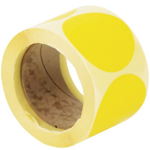 Manutan Expert - Pastilles adhésives amovibles ø70mm jaune - Rouleau 500 étiquettes - Idéal pour marquage