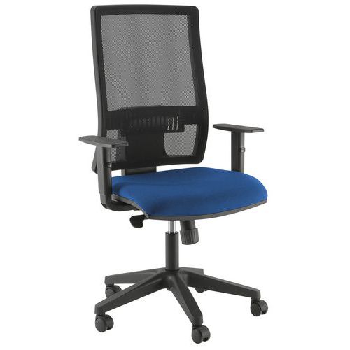 Fauteuil Office Sans Têtière Piètement Noir Assise Bleu