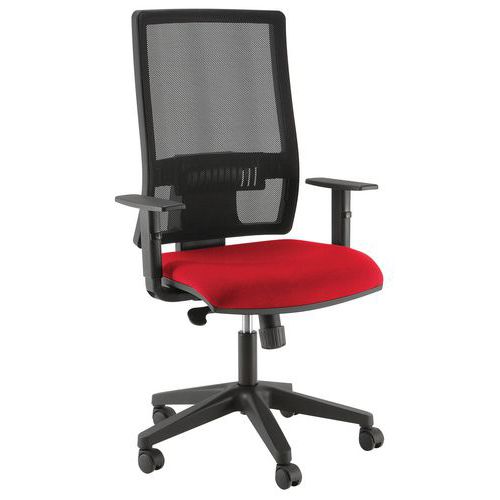 Fauteuil Office Sans Têtière Piètement Noir Assise Rouge