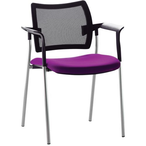 Fauteuil Visiteur Dos Résille Piètement Alu 378 Magenta