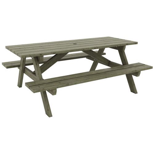 Table-banc Batz Pin traité à sceller 200x150x75 cm 6 places éco-responsable PEFC