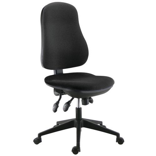 Sokoa - Chaise de bureau Frezio 0420 - Mécanisme asynchrone - Assise tissu noir - Roulettes - Confort réglable