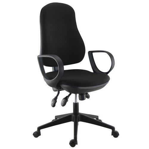 Sokoa - Fauteuil de bureau Frezio Noir - Mécanisme Asynchrone - Assise Tissu - Charge 110kg - 8h d'assise