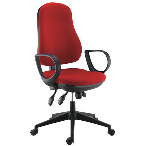 Sokoa - Fauteuil de bureau Frezio Rouge - Mécanisme Asynchrone - Assise Tissu 8h - Charge 110kg