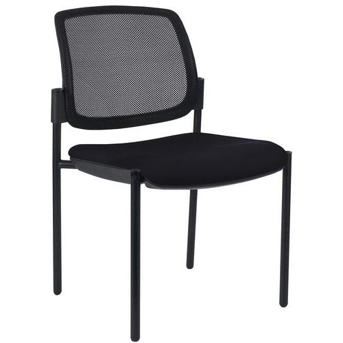 Lot de 2 - Chaises Visiteurs Louise Dos. Résille Noire Assise Noire