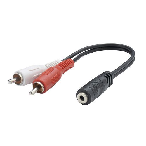 Adaptateur 2RCA vers Jack 3,5 mm - Câble audio 15 cm Noir Rouge - Connecteurs Mâle/Femelle - Idéal pour appareils audio
