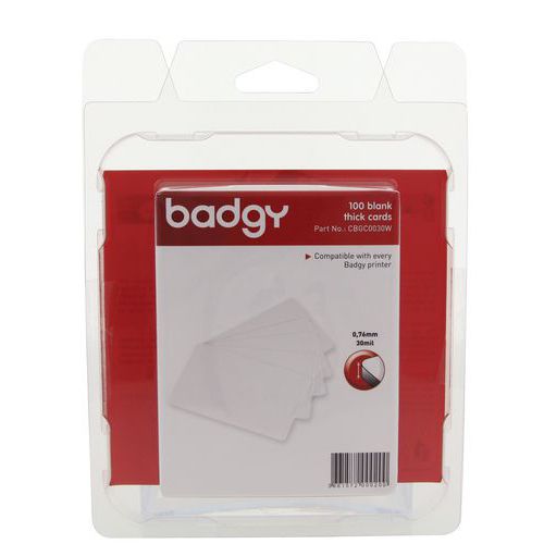 100 Cartes Pvc Ã‰paisses (076 Mm) P/ Imprimantes Badgy100 Badgy200