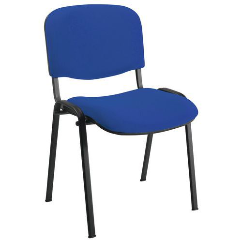 Sokoa - Lot de 2 Chaises Visiteur 4 Pieds Noirs Bleu - Empilable M1 - Assise Tissu 48x45cm - Confort & Durabilité