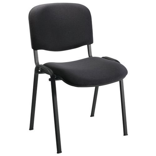 Sokoa - Lot de 2 Chaises Visiteur 4 Pieds Noirs - Assise Tissu Empilable M1 - Confort et Durabilité