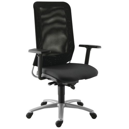 Sokoa - Fauteuil de bureau Diaz - Synchrone, Résille Noir, Assise Tissu Gris - 8h d'assise, Garantie 5 ans