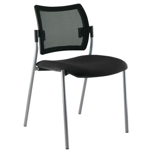 Sokoa - Chaise visiteur Tendance Noir - Dos résille - Empilable - Structure métal - Idéale bureau