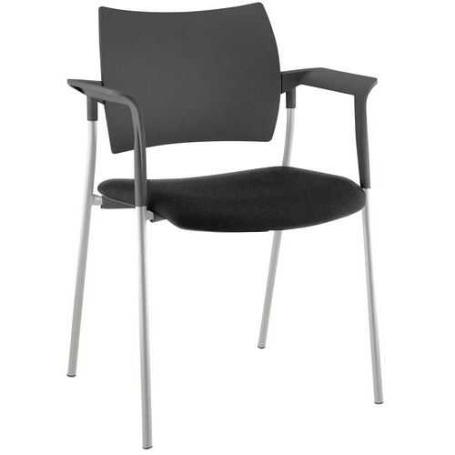 Sokoa - Fauteuil Visiteur Tendance Noir Assise Tissu - Empilable - M1 - 5 Ans Garantie