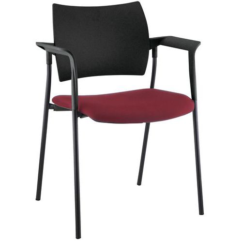 Sokoa - Fauteuil visiteur Tendance Rouge - Empilable - Piètement Noir - Assise Tissu - M1