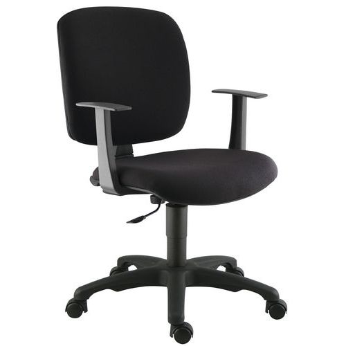 Sokoa - Fauteuil de bureau Kaola Noir Tissu - Dossier Moyen - Roulettes - Confort 5h