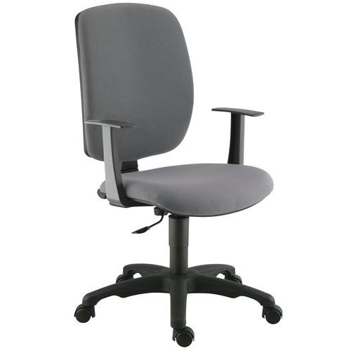 Sokoa - Fauteuil de bureau Kaola Gris Tissu - Dossier Moyen 58cm - Roulettes - Confort 5h