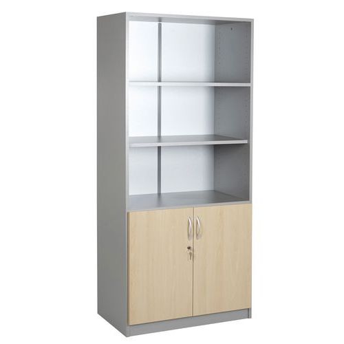 Bibliothèque Mercure 2 Portes Basses 180x80 Hêtre/blanc