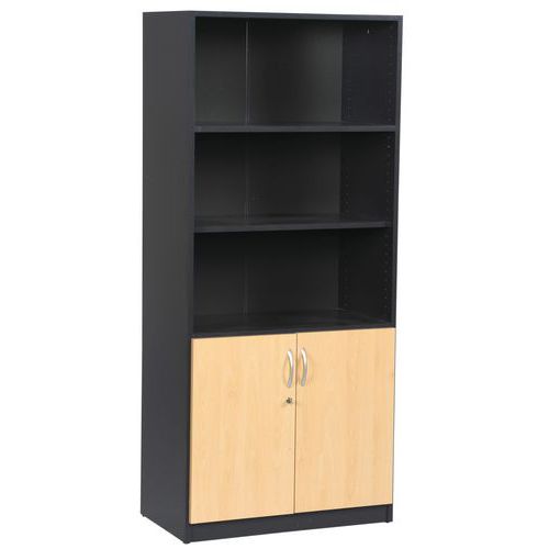Bibliothèque Quatuor Haut Ouvert Bas 2 Portes Hêtre/anthracite