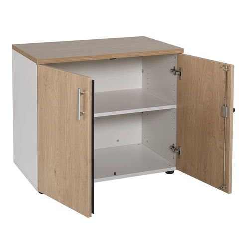 Simmob - Armoire Linéo 2 portes Chêne/Blanc - 72x80x47 cm - 1 tablette - Éco-responsable