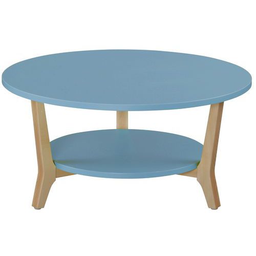 Table Basse Zélos Ã˜ 80 Cm 2 Plateaux Hêtre/bleu