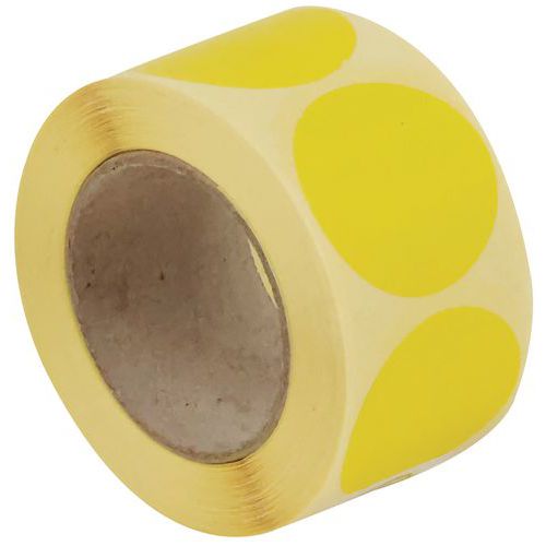 Manutan Expert - Pastilles adhésives amovibles ø35mm jaune - Rouleau 500 étiquettes - Idéal marquage