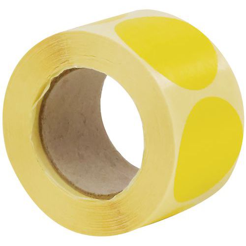 Manutan Expert - Pastilles adhésives amovibles ø40mm jaune - Rouleau 500 étiquettes - Idéal marquage