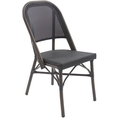 Lot de 2 - Chaise De Bistrot Paris En Textile Mesh - Wengé-noir
