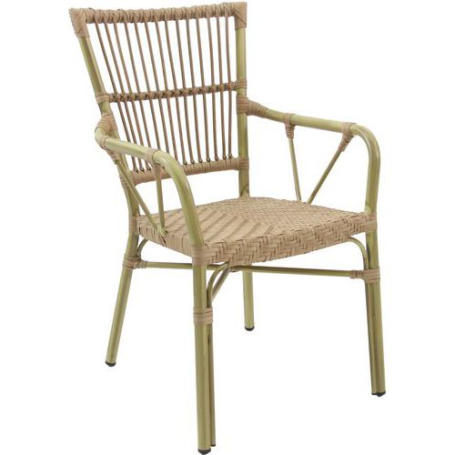 Lot de 2 - Chaise De Bistrot James En Rotin - Bambou-naturel