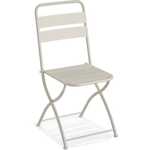 Veba - Chaise de bistrot pliable BREEZE en métal - Beige - Usage intensif - Confortable et durable