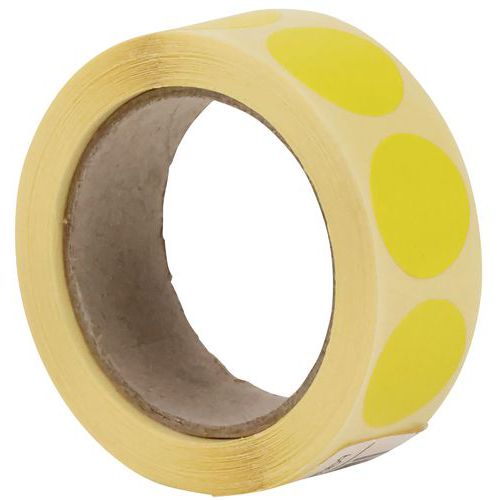 Manutan Expert - Pastilles Adhésives Amovibles Jaunes - Rouleau 500 Étiquettes Ø 20mm - Recyclables