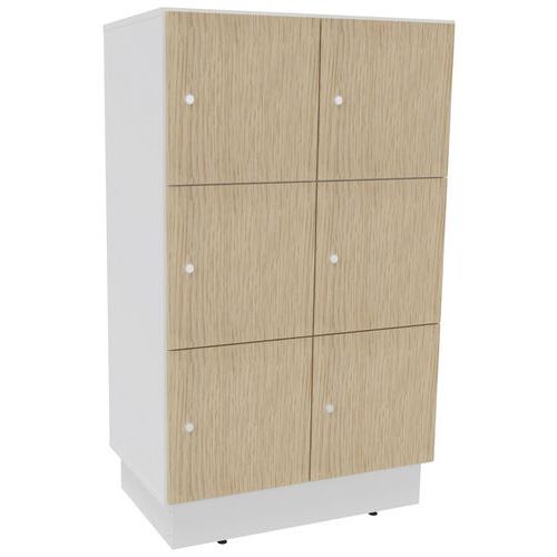 Buronomic - Meuble Casier Eko 6 Cases - Blanc/Chêne - Serrure Clé - Éco-responsable
