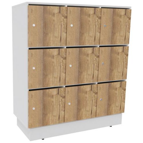 Meuble 9 Cases Eko Courrier+serrure Clé Blanc/chêne Brut