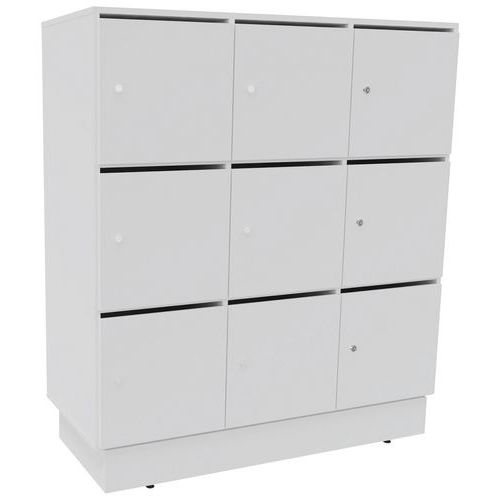 Meuble 9 Cases Eko Courrier+serrure Clé Blanc/blanc