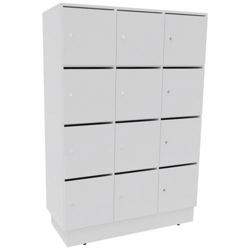 Meuble 12 Cases Eko Courrier+serrure Clé Blanc/blanc