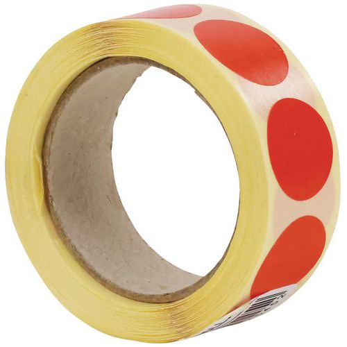 Manutan Expert - Pastilles adhésives amovibles rouges - Rouleau 500 étiquettes Ø 20 mm - Transfert Thermique, Recyclable