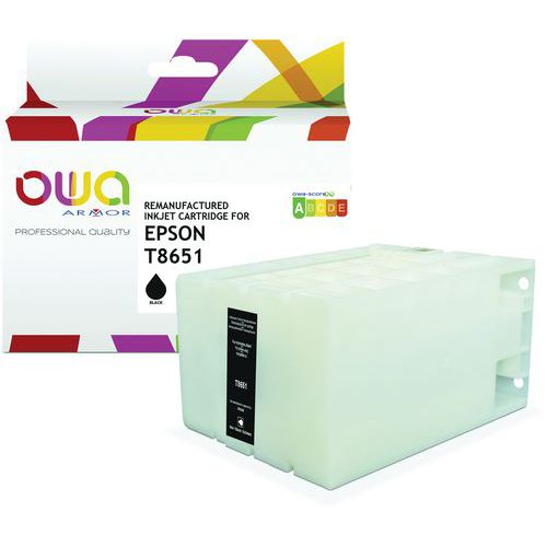 Owa - Cartouche d'encre remanufacturée Epson T8651 - Noir 167 mL - Éco-responsable, recyclable
