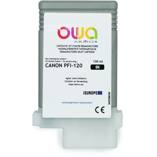 Owa - Cartouche d'encre remanufacturée Canon PFI120 Noir 130 mL - Éco-responsable et recyclable