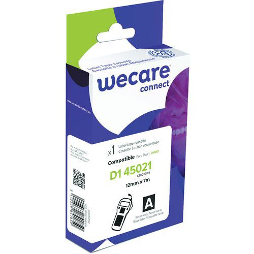 Wecare - Cassette Ruban Étiqueteuse Dymo D1 - 12mm Blanc/Noir - 7m - Recyclable