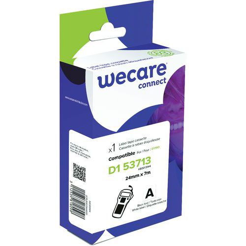 Wecare - Cassette pour étiqueteuse Dymo D1 - 24 mm Noir/Blanc - Ruban 7m - Emballage recyclable