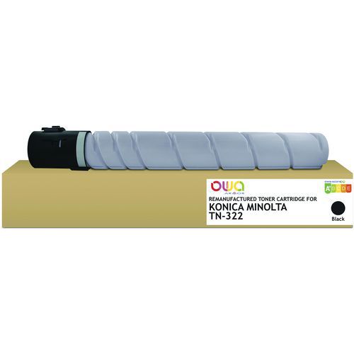 Owa - Toner remanufacturé Konica Minolta TN322 Noir - 28800 pages - Compatible télétravail