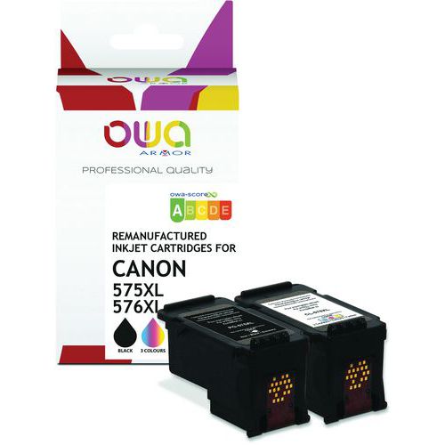 Owa - Cartouches d'encre remanufacturées pour Canon PG-575 XL CL-576 XL - 2 pièces 4 couleurs - Éco-responsable