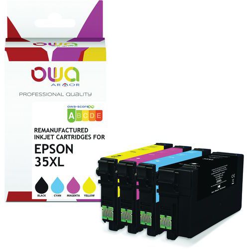 Owa - Cartouche d'encre remanufacturée Epson 35XL 4 couleurs - 1900 pages - Éco-responsable