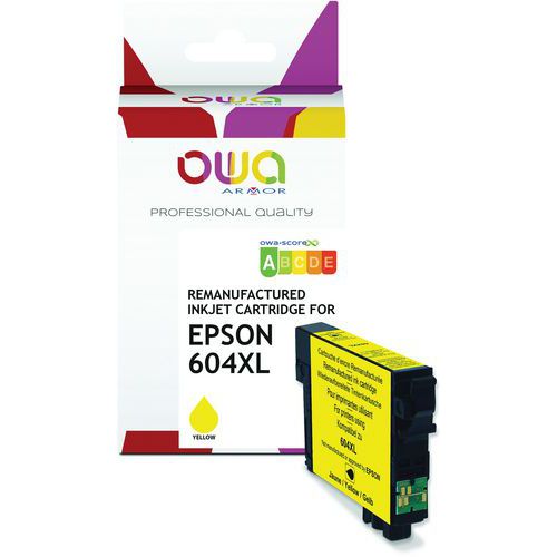 Owa - Cartouche d'encre remanufacturée Epson 604 STD-XL Jaune - 560 pages - Éco-responsable