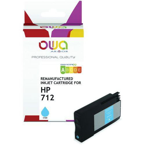 Owa - Cartouche d'encre HP 712 Cyan 30ml Remanufacturée - Éco-responsable