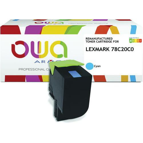 Owa - Toner remanufacturé Lexmark CS421 Cyan - 1400 pages - Compatible télétravail