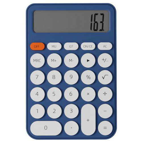 Sign - Calculatrice de bureau 12 chiffres LCD - Bleu - Idéale pour le télétravail